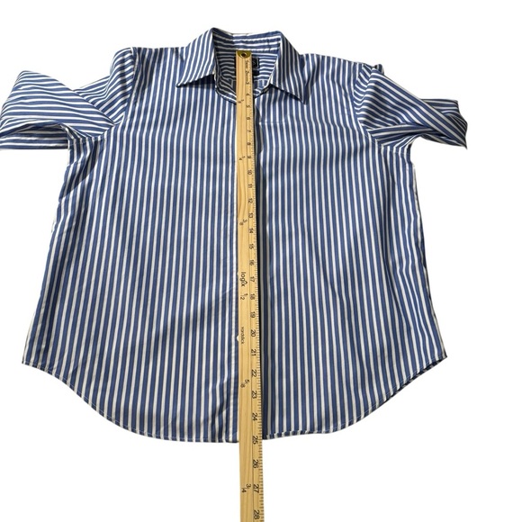 Chaps No Iron Button-Down Shirt Size Medium Striped Business Casual Preppy - Picture 13 of 14